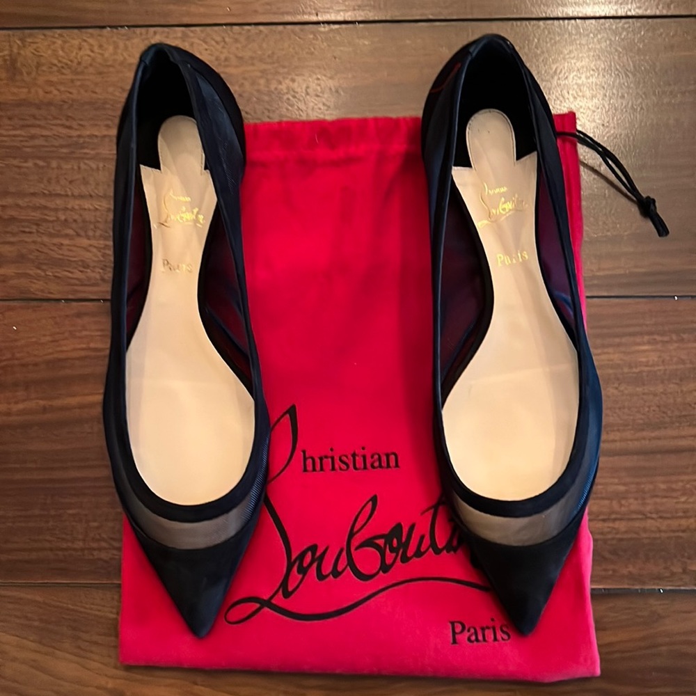 Christian Louboutin Galativi Flat - Black Suede/Mesh